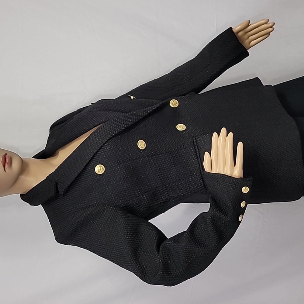 Ellen Tracy Black Double Breasted Boucle Blazer - Picture 7 of 13
